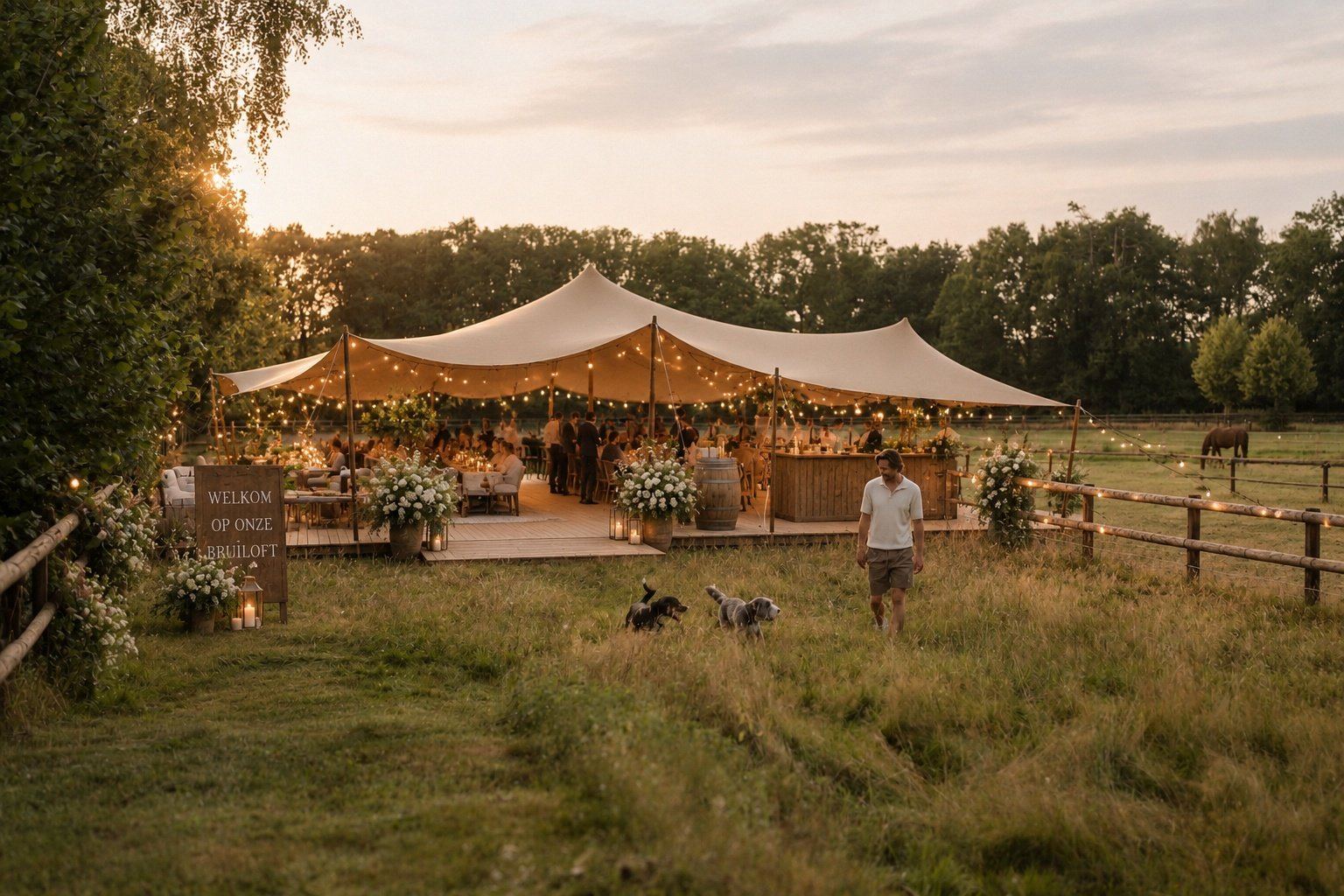 Impression of a wedding tent on the same meadow